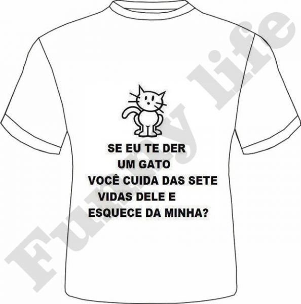 camiseta 7 vida do gato tamanho P,M,G e GG