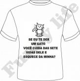 camiseta 7 vida do gato tamanho P,M,G e GG